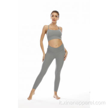 Set da yoga per donna con leggings senza cuciture OEM